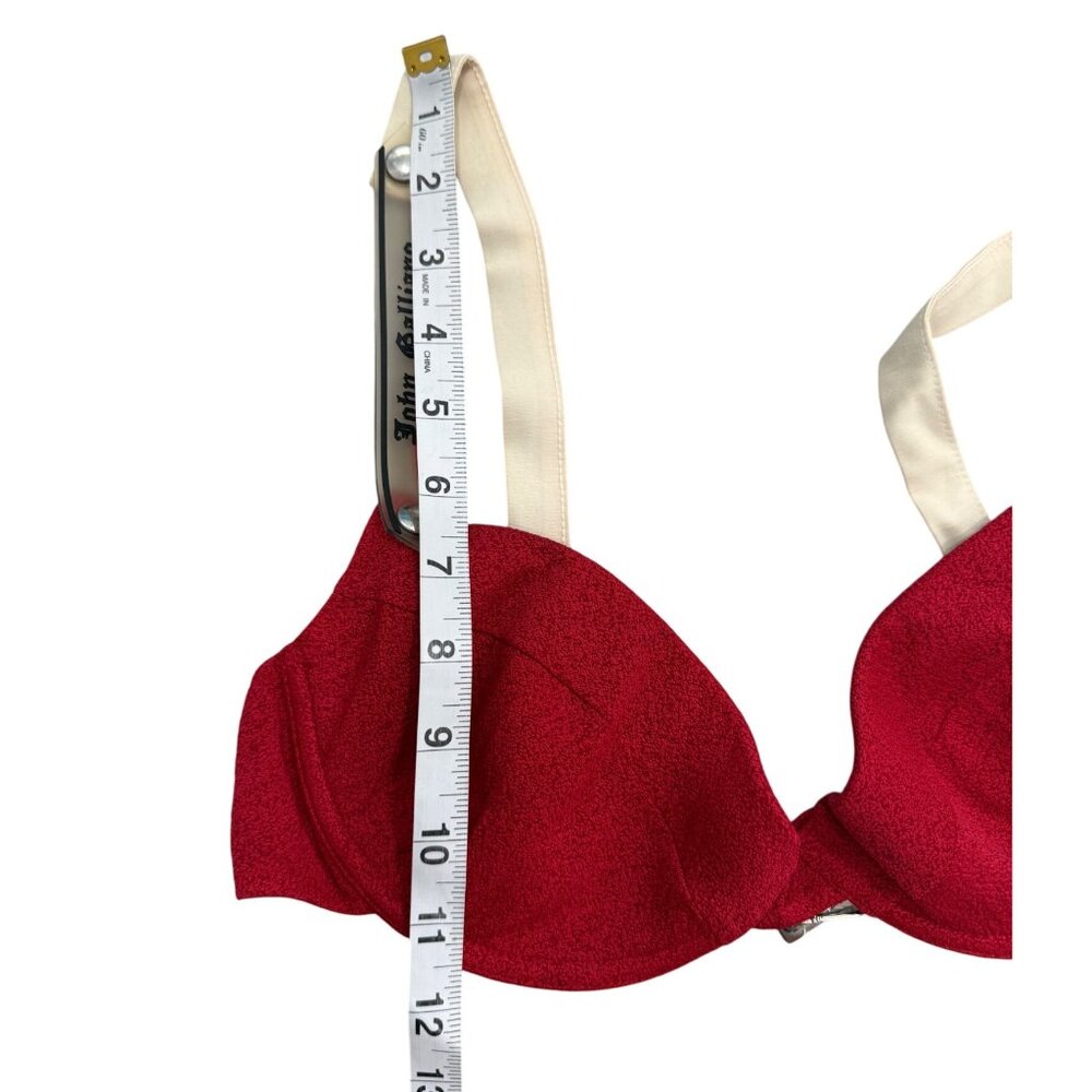 John Galliano Bikini Top Underwire Red Textured Womens Size 46 IT / Large US - Picture 6 of 6
